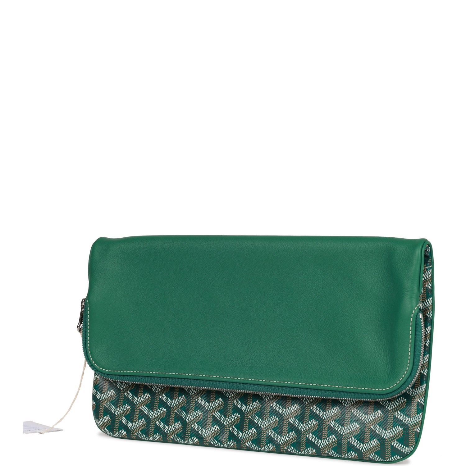 Goyard Sainte-Marie MM Foldable Clutch Bag Green Goyardine Silver Hardware