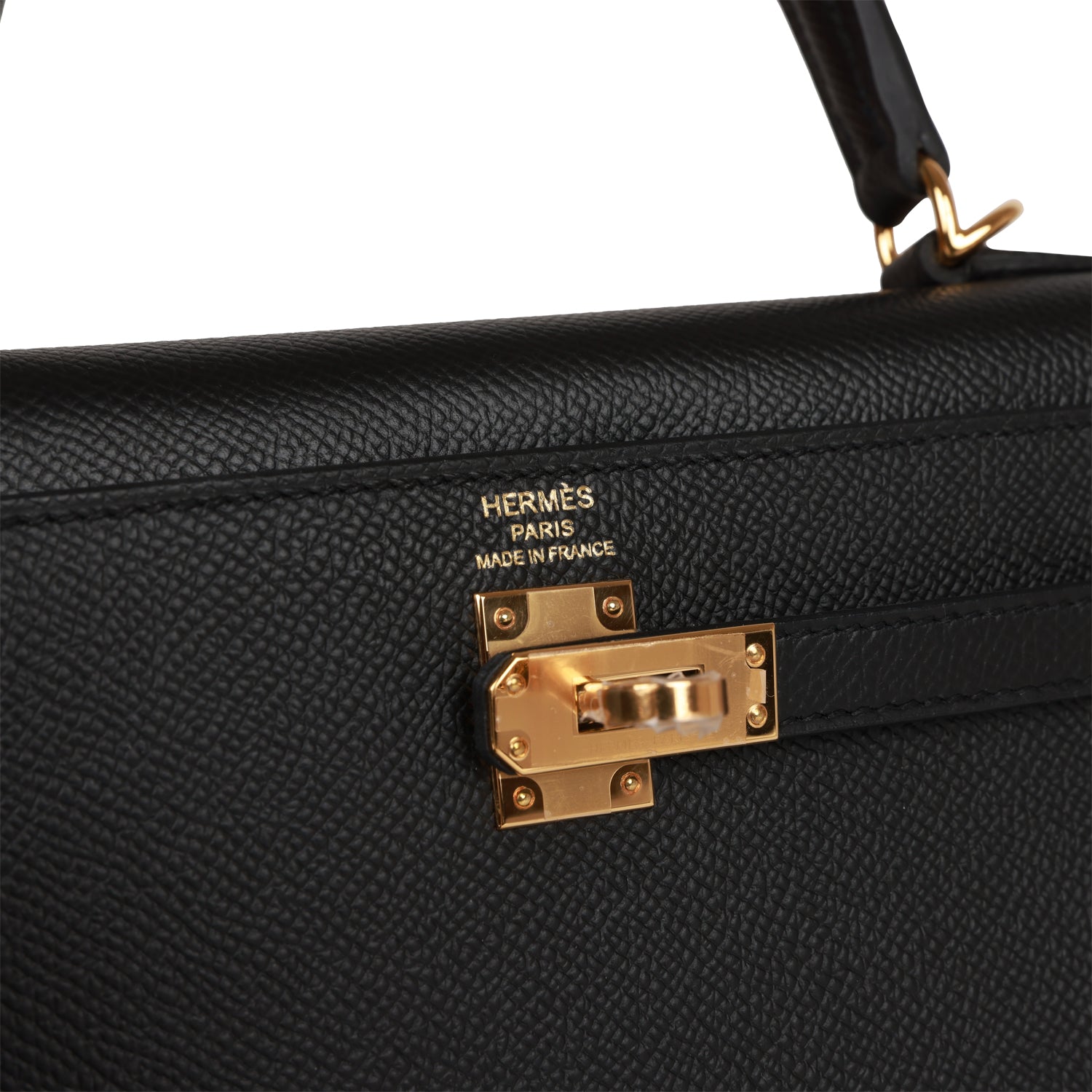 Hermes Kelly Sellier 25 Black Epsom Gold Hardware