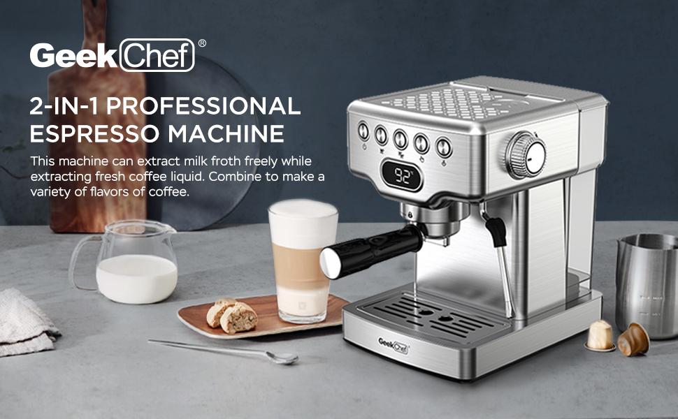 Geek Chef 20 bar espresso machine,  with milk frother