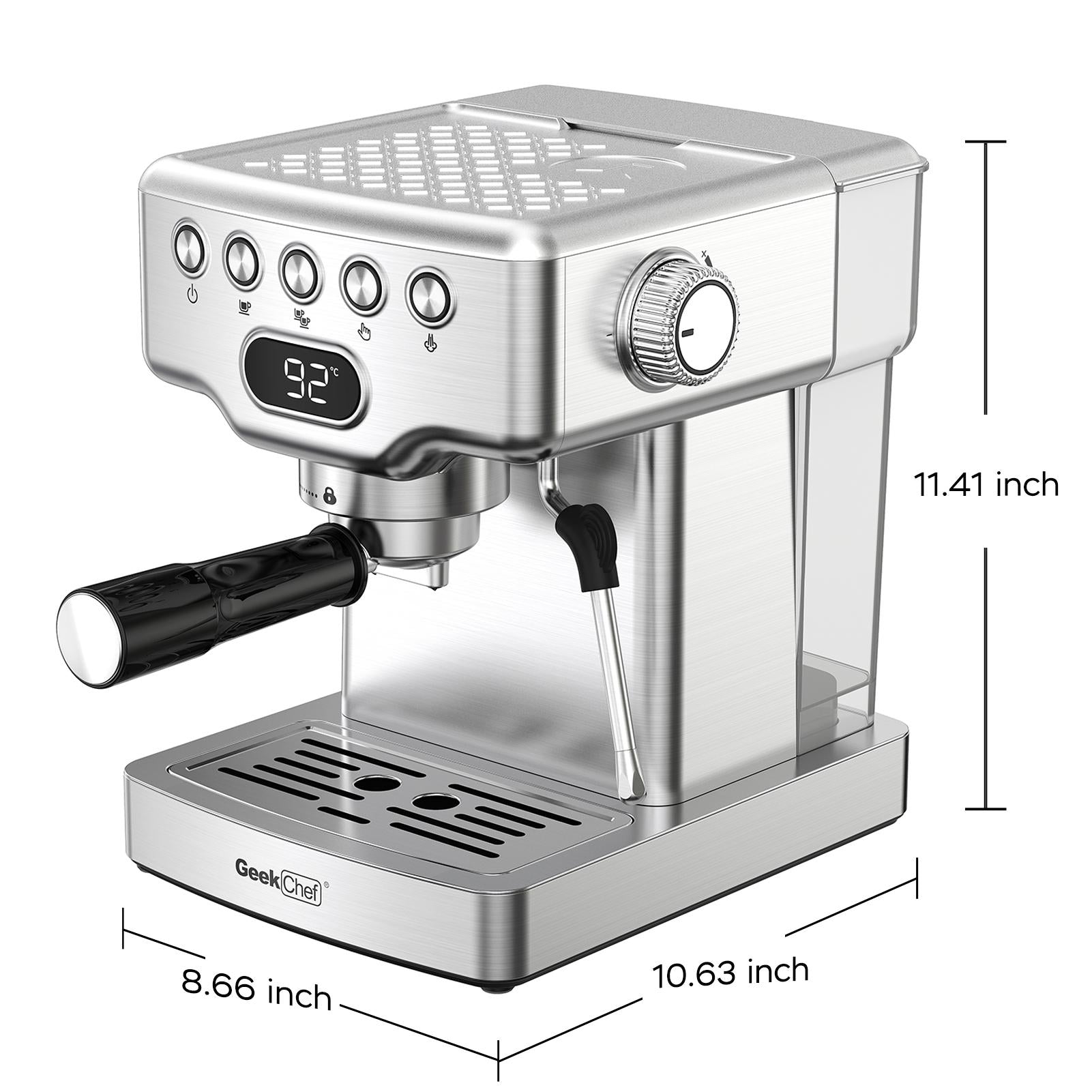 Geek Chef 20 bar espresso machine,  with milk frother