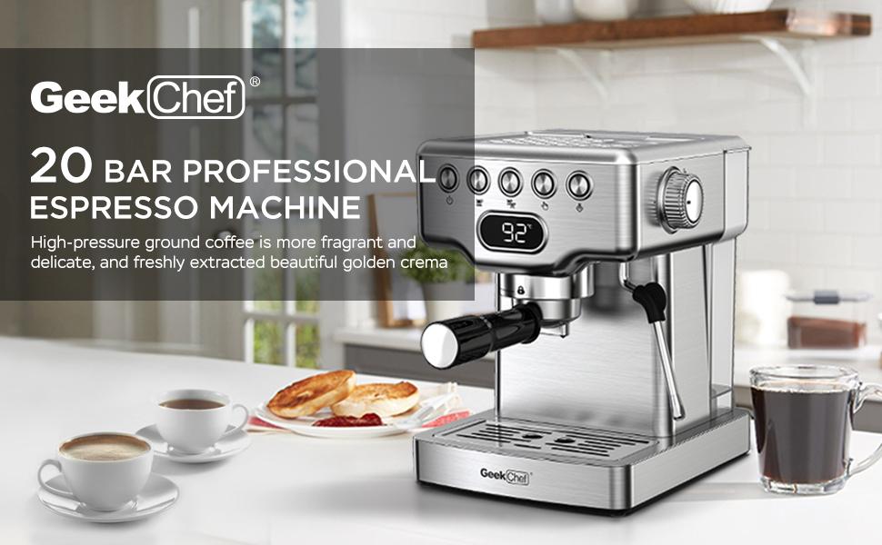 Geek Chef 20 bar espresso machine,  with milk frother