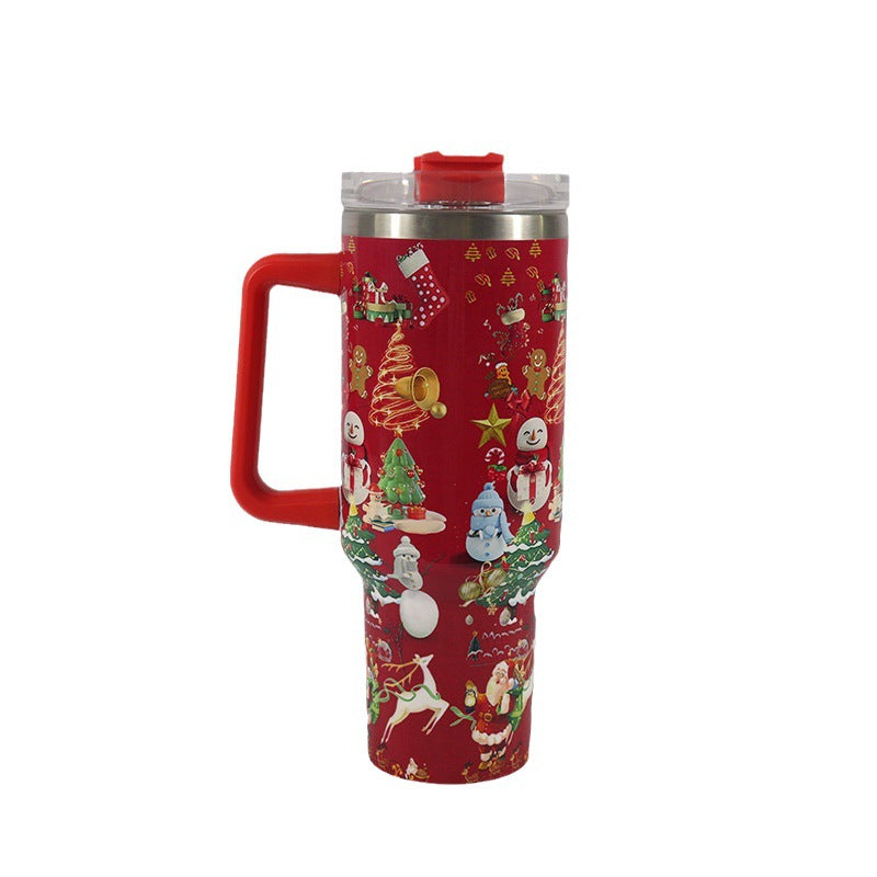 Christmas Pattern Stainless Steel Mug: Large Vacuum Tumbler