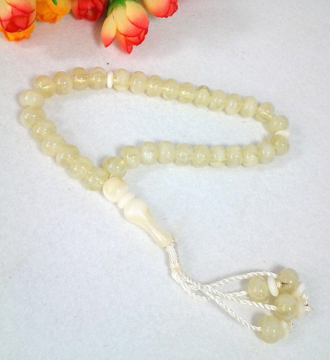 Acrylic White TESB?H Islamic Prayer Beads tasbih MASBAHA Misbaha Tasbeeh