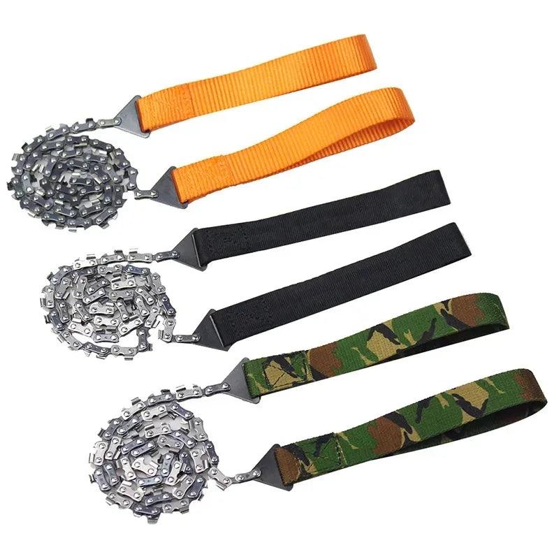 Portable Survival Chain Saw Chainsaws Outdoor Camping Hiking Emergency Zipper/Wire Saw Cutting Tools Handheld Chain Saw with Bag