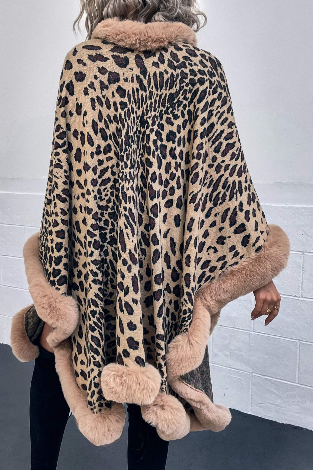 KRE Prime Women Leopard Open Front Poncho