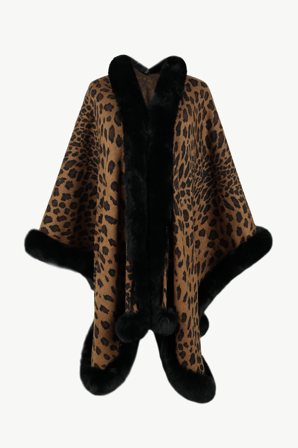 KRE Prime Women Leopard Open Front Poncho