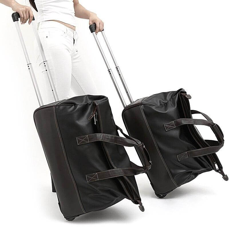 Rolling Leather Luggage Waterproof Suitcase