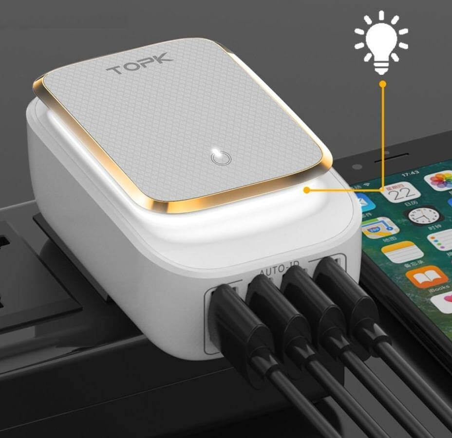 Three-Port USB Charging Lamp