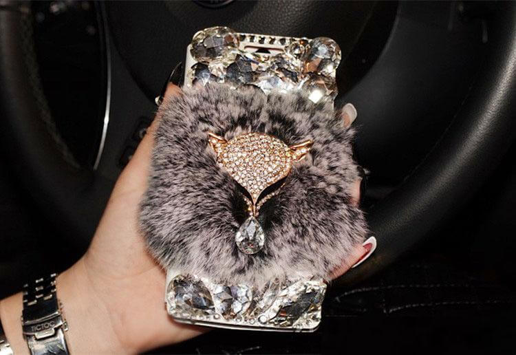 Rabbit Fur Leather Case For Iphone Models