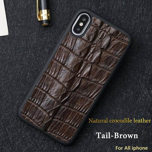 Real Handmade Crocodile Tail Back Abdomen Leather IPhone Case