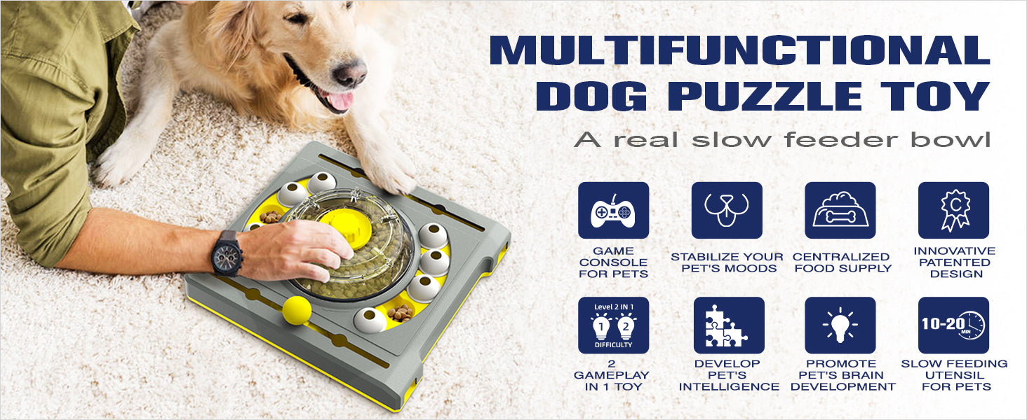 KADTC Dog Puzzle Toys for Medium/Large Dogs Slow Blow Puzzles Feeder Food  Dispenser Treat Feeding Level ３ in 1 Puppy Interactive Games Boredom  Mentally Stimulating Brain Toy Mental Stimulation B - Yahoo