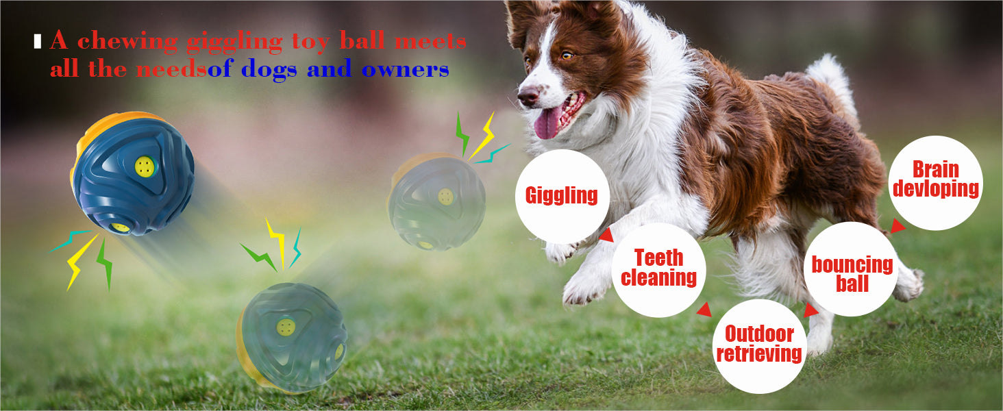 KADTC Dog Giggle Ball Interactive Squeaky Toys Puppy Wobble Wag Talking  Balls for Chewers Durable Rubber Fun Sounds When Rolled or Shaken Best Toy