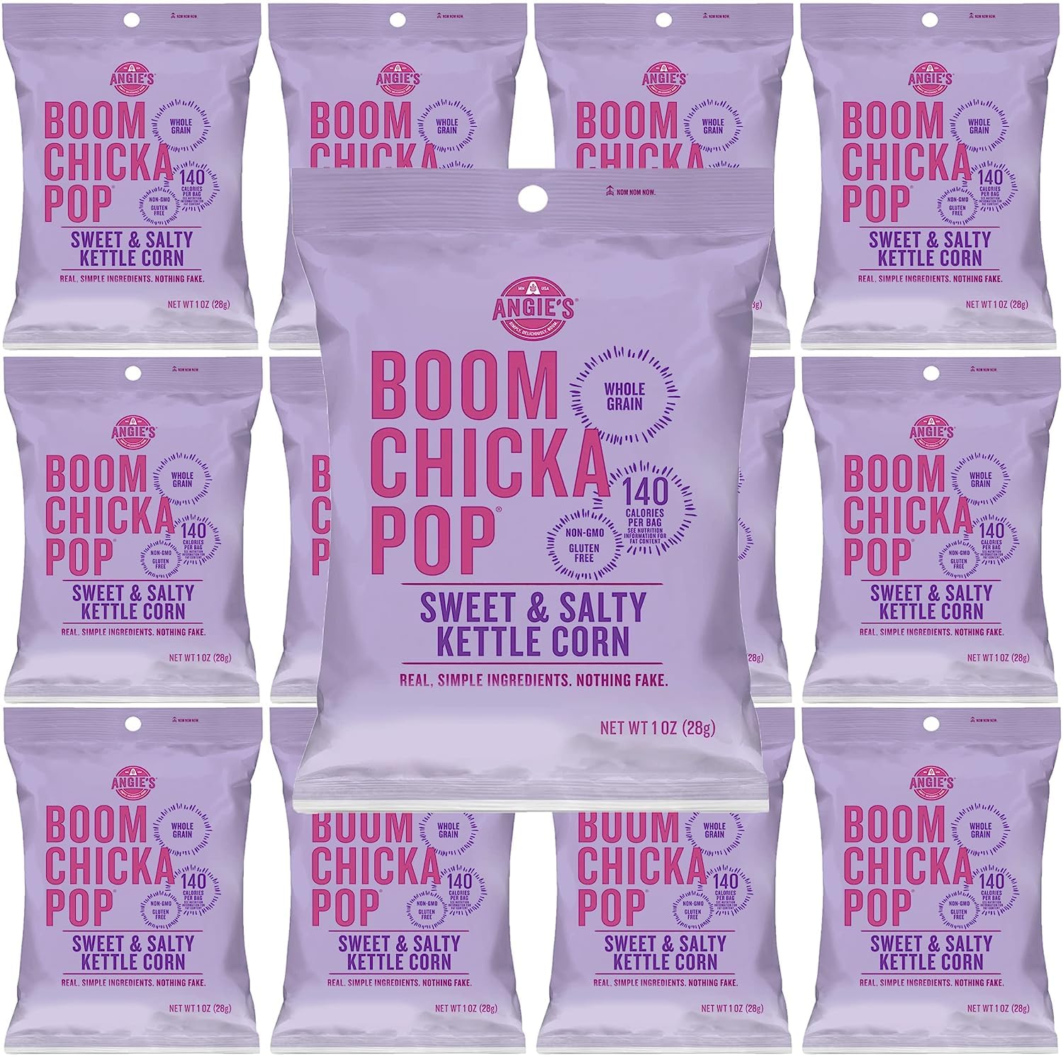 Boom Chicka Pop Sweet and Salty Kettle Corn Monocorn Packed, 1oz Bags, Pack of 12