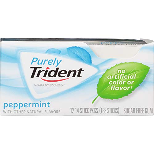 Purely Trident Sugar-Free Gum, Peppermint, 14 Count (Pack of 12)