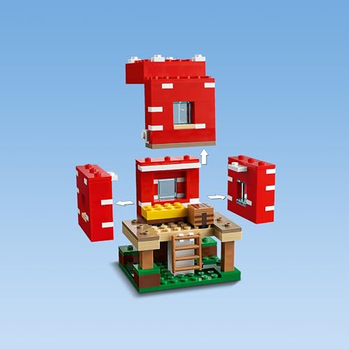 LEGO Minecraft The Mushroom House Set, 21179 Building Toy for Kids Age 8 Plus, Gift Idea with Alex, Mooshroom & Spider Jockey Figures