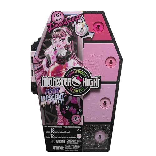 Monster High Doll and Fashion Set, Draculaura Doll, Skulltimate Secrets: Fearidescent Series, Dress-Up Locker with 19+ Surprises