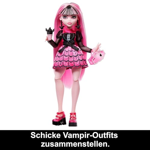 Monster High Doll and Fashion Set, Draculaura Doll, Skulltimate Secrets: Fearidescent Series, Dress-Up Locker with 19+ Surprises