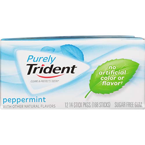 Purely Trident Sugar-Free Gum, Peppermint, 14 Count (Pack of 12)