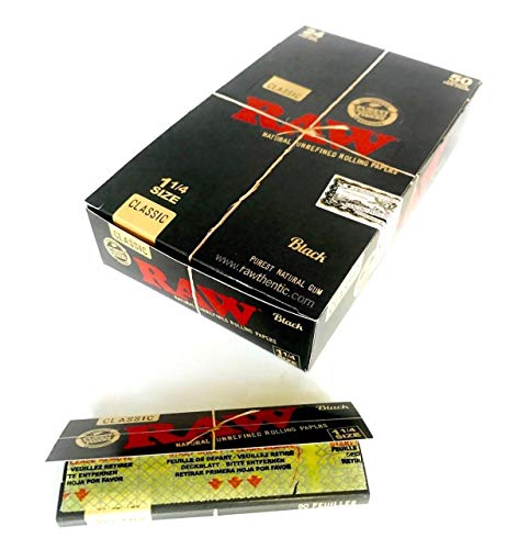 RAW Black 1? papers, 50 ultra-thin medium sheets per booklet, 24 booklets, 1 box (24 booklets)