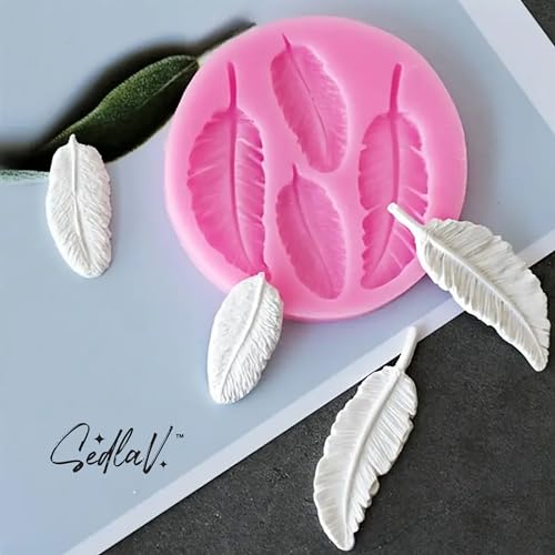 SEDLAV Feather Designing Silicon pattern - Leaves Fondant patterns, Non-Stick & Easy to De-pattern - 3D Birds Feather pattern for DIY Cake, Spotles, Odor Free & Easy to Clean