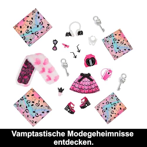 Monster High Doll and Fashion Set, Draculaura Doll, Skulltimate Secrets: Fearidescent Series, Dress-Up Locker with 19+ Surprises