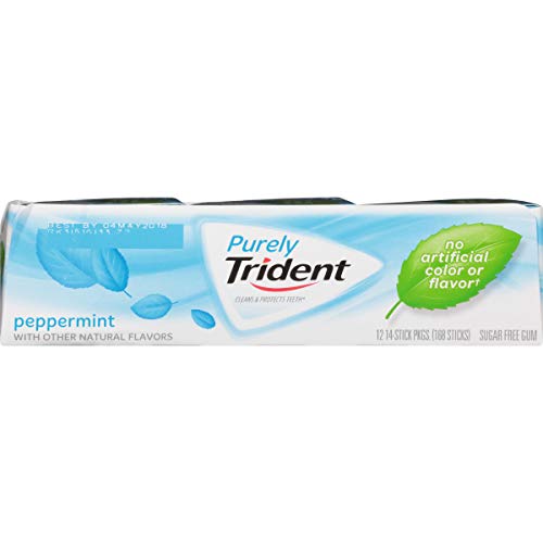 Purely Trident Sugar-Free Gum, Peppermint, 14 Count (Pack of 12)