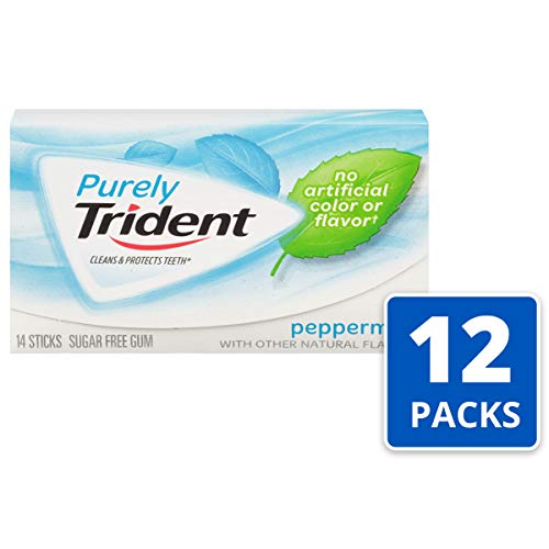 Purely Trident Sugar-Free Gum, Peppermint, 14 Count (Pack of 12)