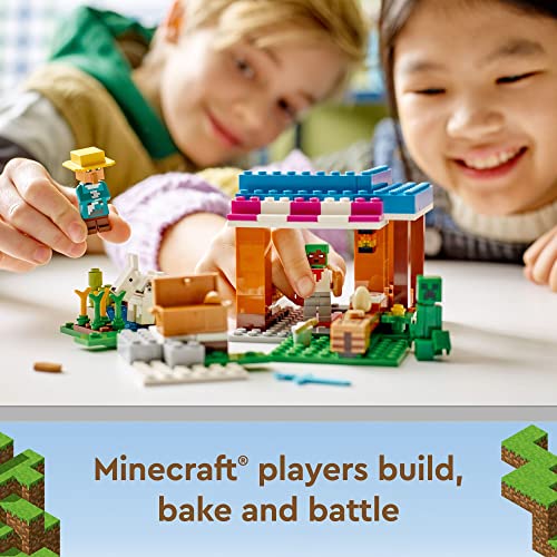 LEGO Minecraft The Bakery Building Kit 21184 Game-Inspired Minecraft Toy Set for Kids Girls Boys Age 8+ Featuring 3 Minecraft Figures and Goat, with Village and Treasure Chest Accessories, Gift Idea