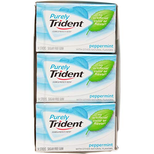 Purely Trident Sugar-Free Gum, Peppermint, 14 Count (Pack of 12)