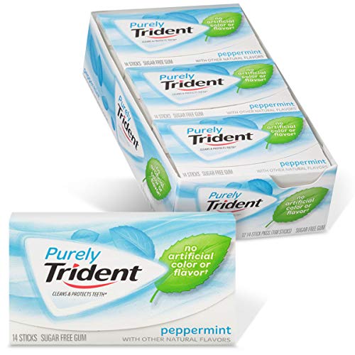 Purely Trident Sugar-Free Gum, Peppermint, 14 Count (Pack of 12)