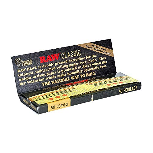 RAW Black 1? papers, 50 ultra-thin medium sheets per booklet, 24 booklets, 1 box (24 booklets)