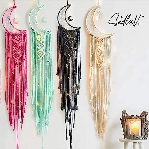 SEDLAV Bohemian Dream Catcher - Handcrafted Sustainable Decor with Creative Patterns - Ideal for Outdoor Events and Home Decor, Featuring Moon Phase