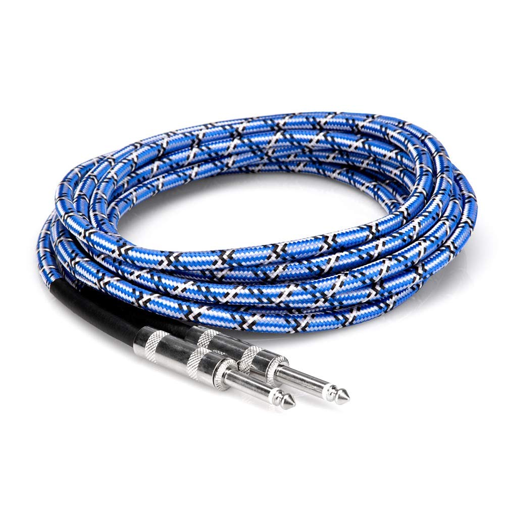 Hosa 3GT-18C1 Cloth Guitar Cable - Blue/White/Black - 18 Feet