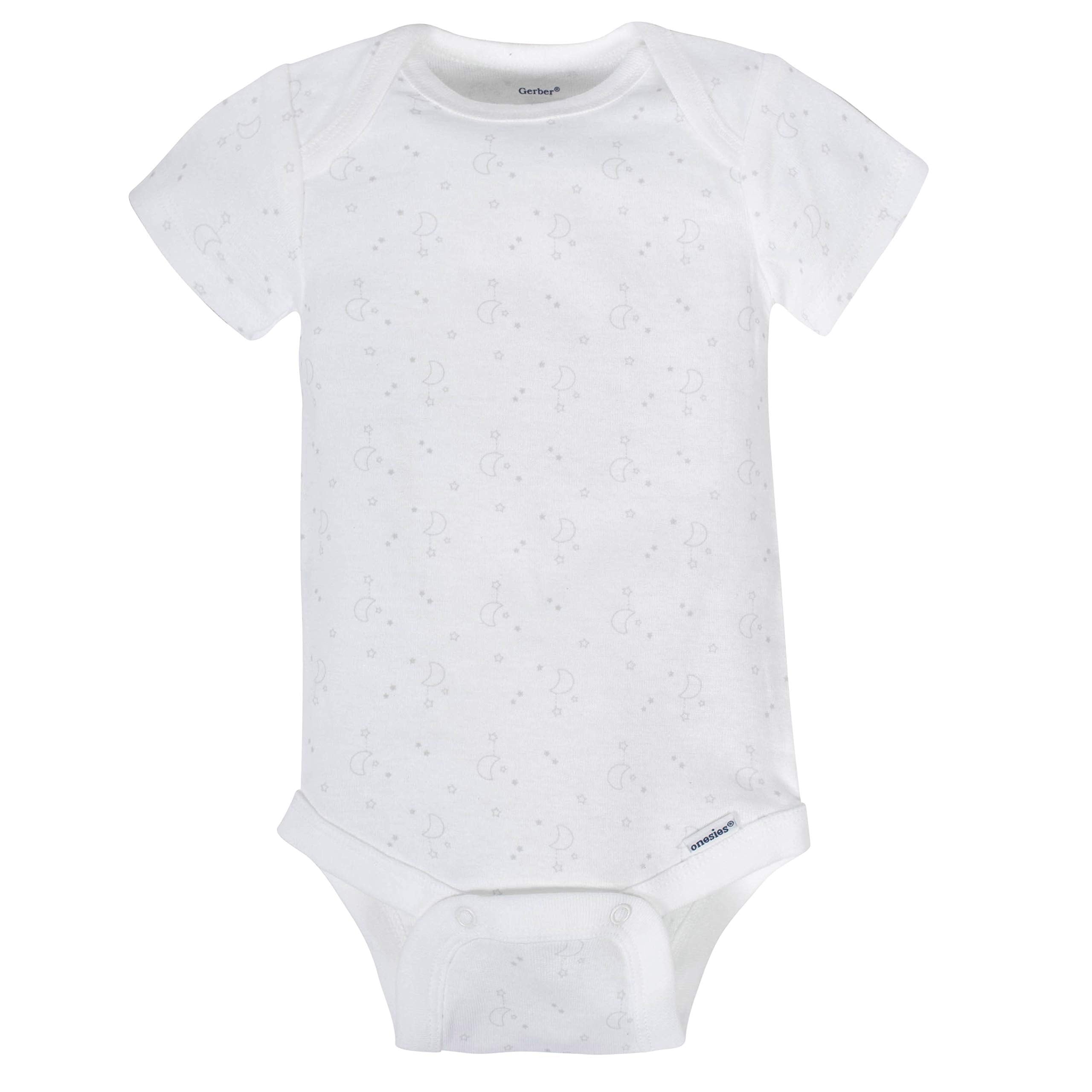 Gerber Baby 8-Pack Short Sleeve Onesies Bodysuits, Animals Green, 0-3 Months