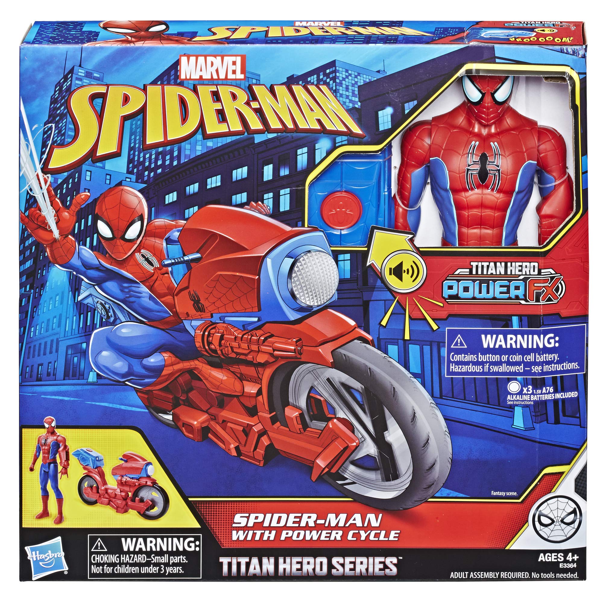 Spider-Man Titan Hero Series Figure with Power Fx Cycle Plays Sounds & Phrases