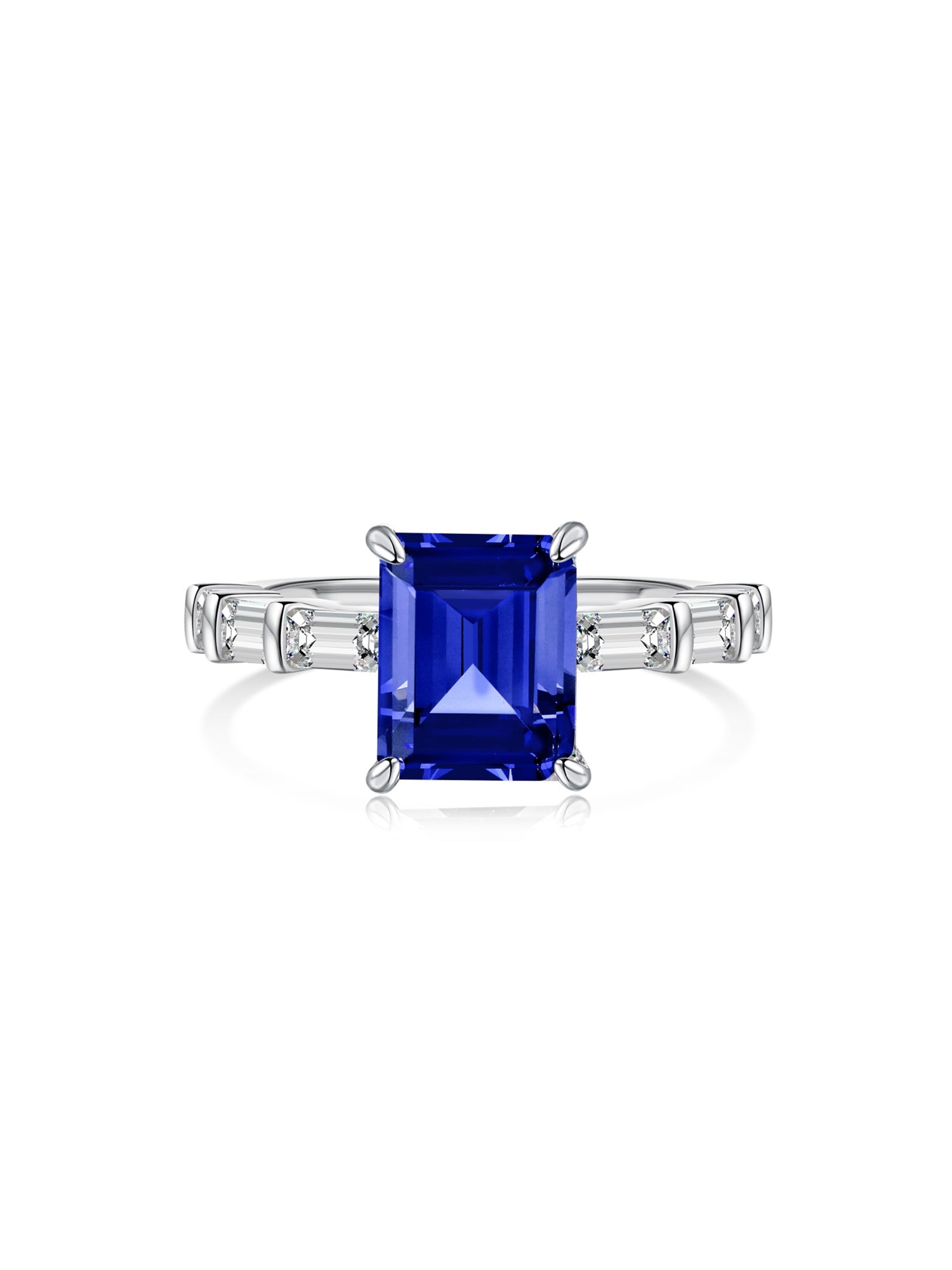 4 Carat Rectangle Sapphire Engagement Ring