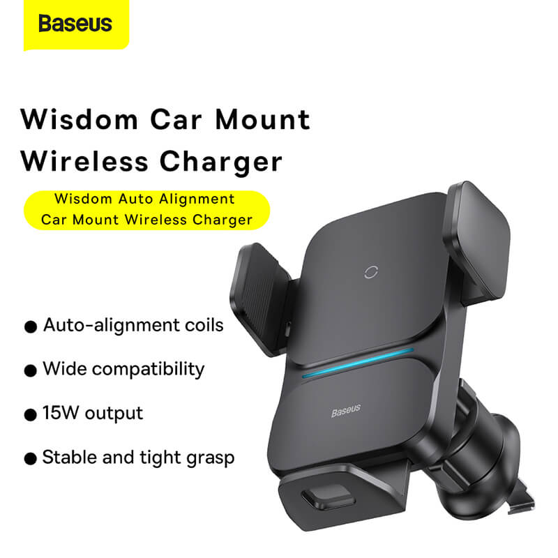 Wireless Car Charger + Auto Grip Phone Mount 15W