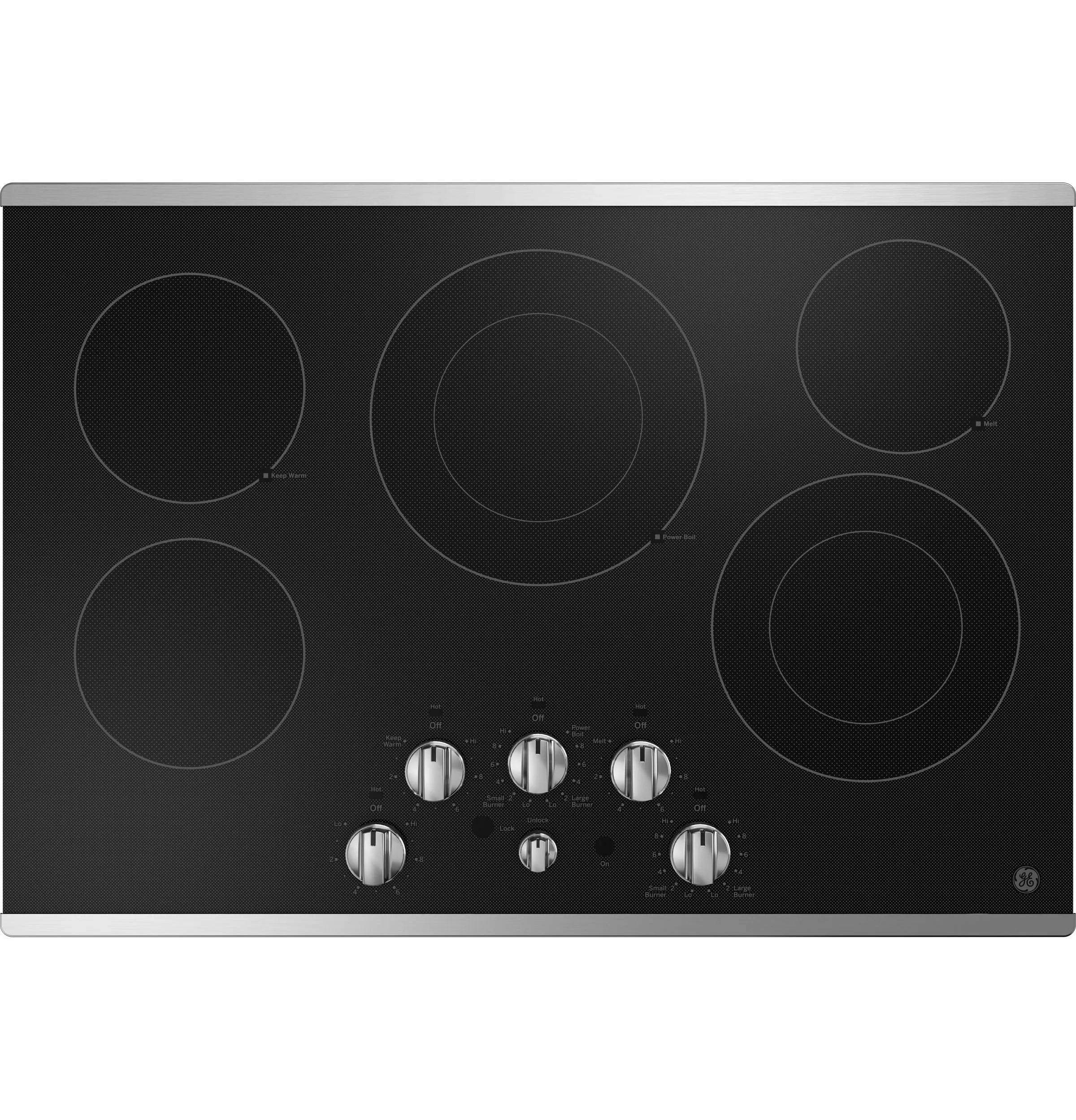 OPEN BOX GE 30-in 5 Element Electric Cooktop and 30-in Smart Single Wall Oven paired with 1.7 Cu Ft Over-the-Range Microwave Suite in Stainless Steel