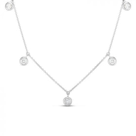 ROBERTO COIN 18K FIVE DIAMOND DROP STATION NECKLACE - 18K WHITE GOLD