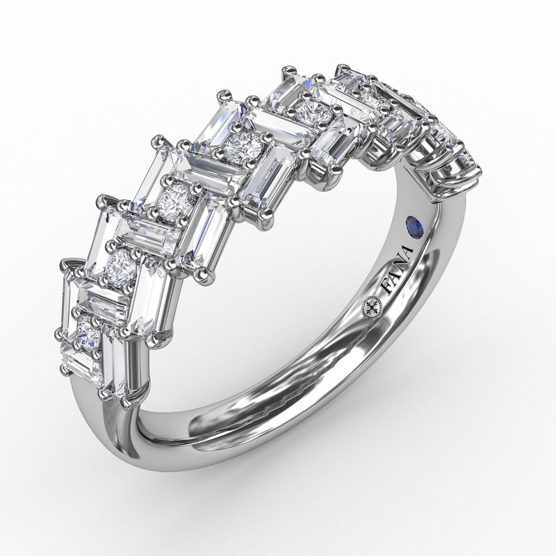Fana Baguette & Round Diamond Cluster Band