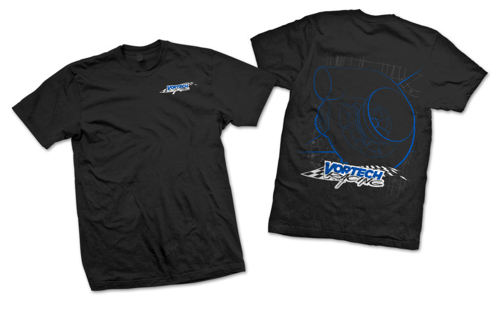  "Vortech Racing" Design 3-Color On Black/White T-Shirt 