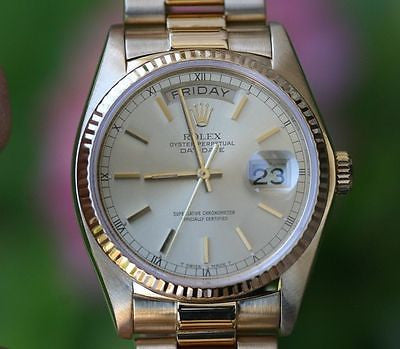 ROLEX MENS PRESIDENT 36mm 18K Yellow Gold 18038