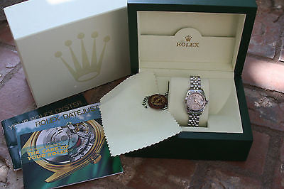 ROLEX LADIES 179174 DATEJUST 26mm 18k WHITE GOLD STEEL SILVER DIAMOND DIAL