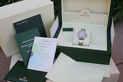 ROLEX LADIES 26mm DATEJUST BLUE DIAMOND DIAL LUGS BEZEL 179160 UNWORN BOX PAPERS