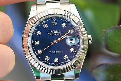 ROLEX MENS 41mm DATEJUST II 116334 STAINLESS STEEL DIAMOND DIAL UNWORN PERFECT