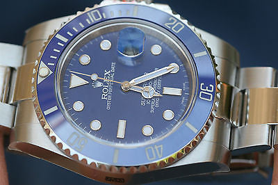 Rolex stainless steel Submariner w/ custom Blue dial & bezel to look like white