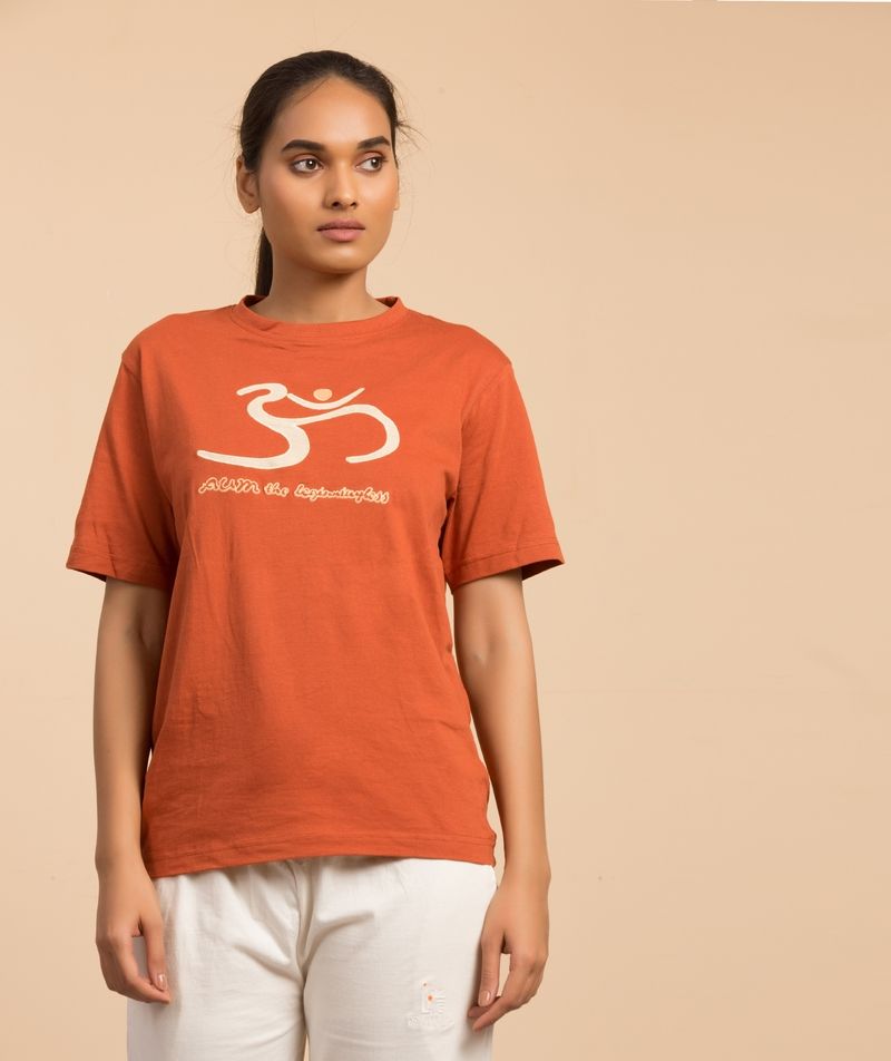 Unisex Organic Cotton Aum T-shirt - Brick