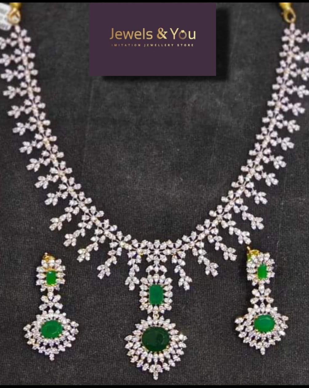 CZ Collection Fashion Imitation Jewellary/Jewelry ,Color-CZ with Single Green Stone