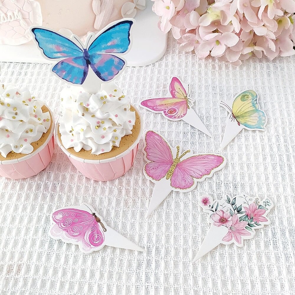 24-Piece Set of Vivid Butterfly Cupcake Toppers