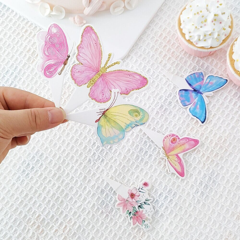 24-Piece Set of Vivid Butterfly Cupcake Toppers